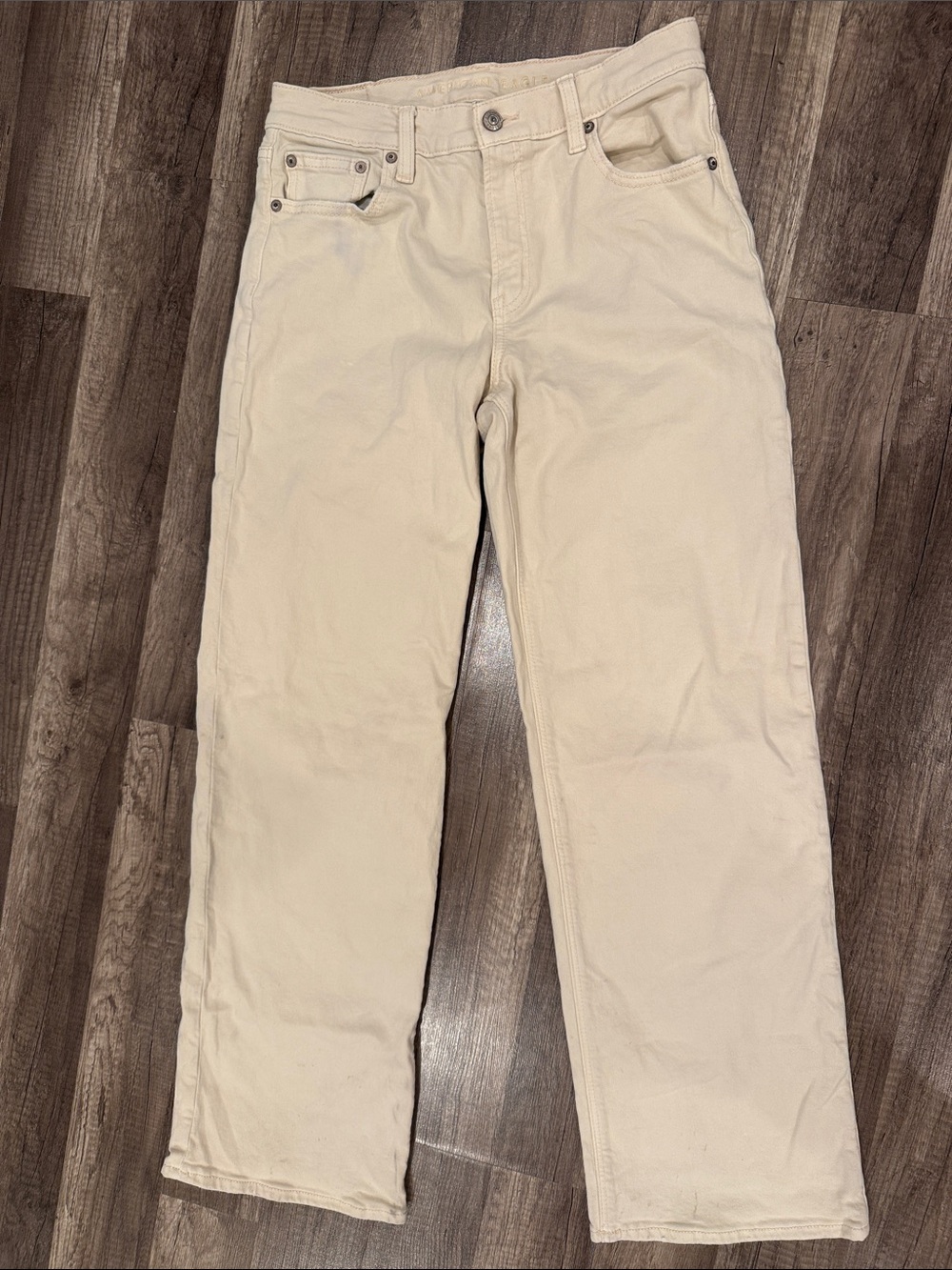 American Eagle wide leg Casual Cream Straight-Leg Pants (see script)